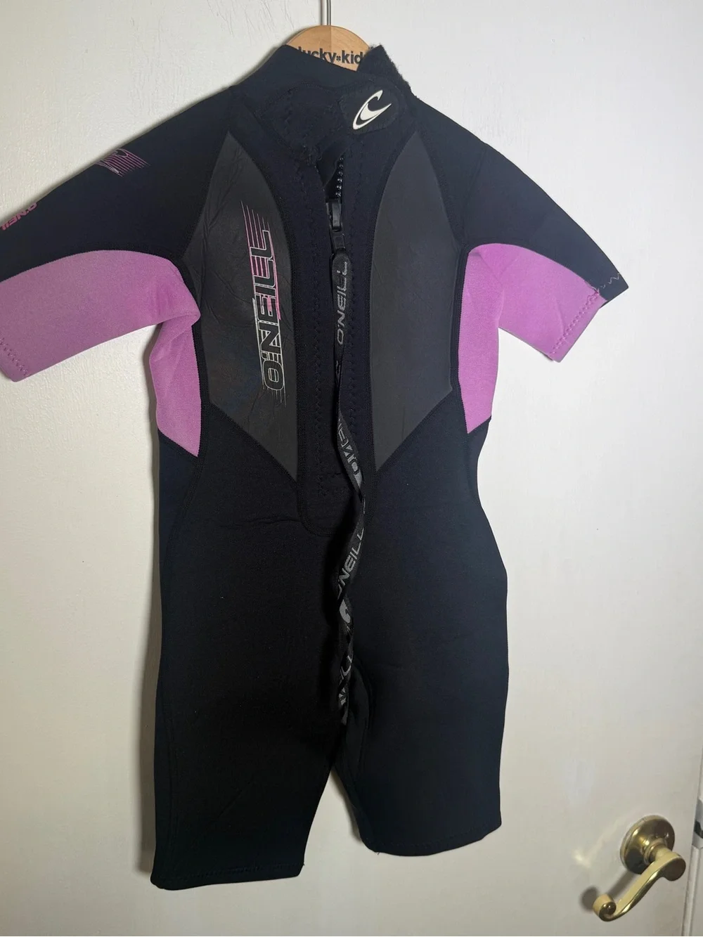 O'Neill Kids Short Sleeve Rashguard - Black & Purple Accents Size 6